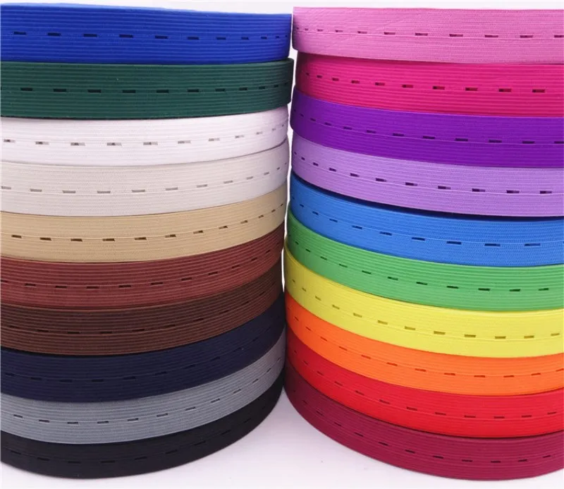 2cm Colorful Adjustable Flat Elastic Band with Button Holes Elastic Band for Baby Diaper Pregnant Garment Sewing Accessories 1M