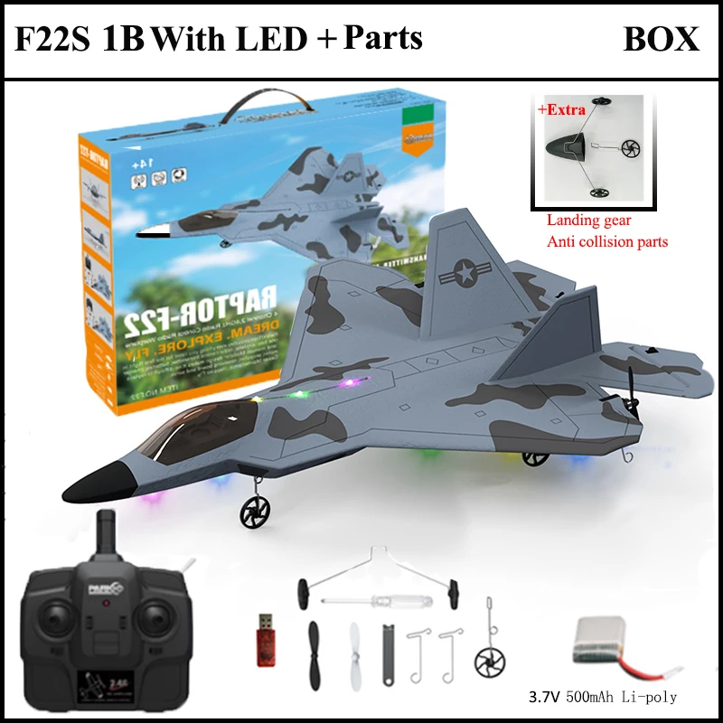 2024 neue F22S 2,4G 4CH 3D6G RC Flugzeug Raptor F22 Kampfflugzeug WLtoys A180 Upgrade Version LED Licht mit Gyroskop Out Tür Spielzeug