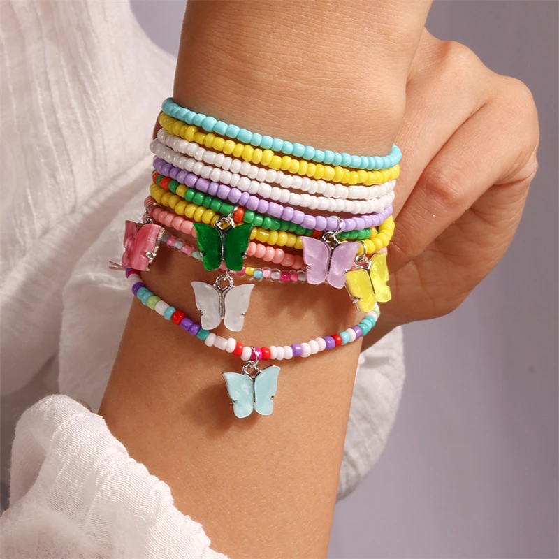 5 Stück/Set, modische, handgefertigte Armbänder mit Schmetterlingsmotiven, für Damen, Mädchen und Freundinnen, als Schmuckgeschenk. – Detail 1