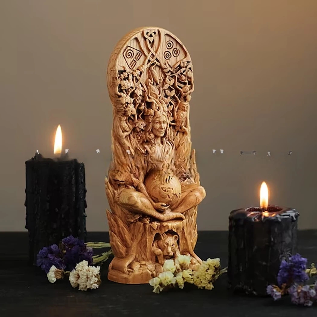 CZ Gaia Muse Statue Wizard Statue Altar Witch Mother Earth Statue Ornament