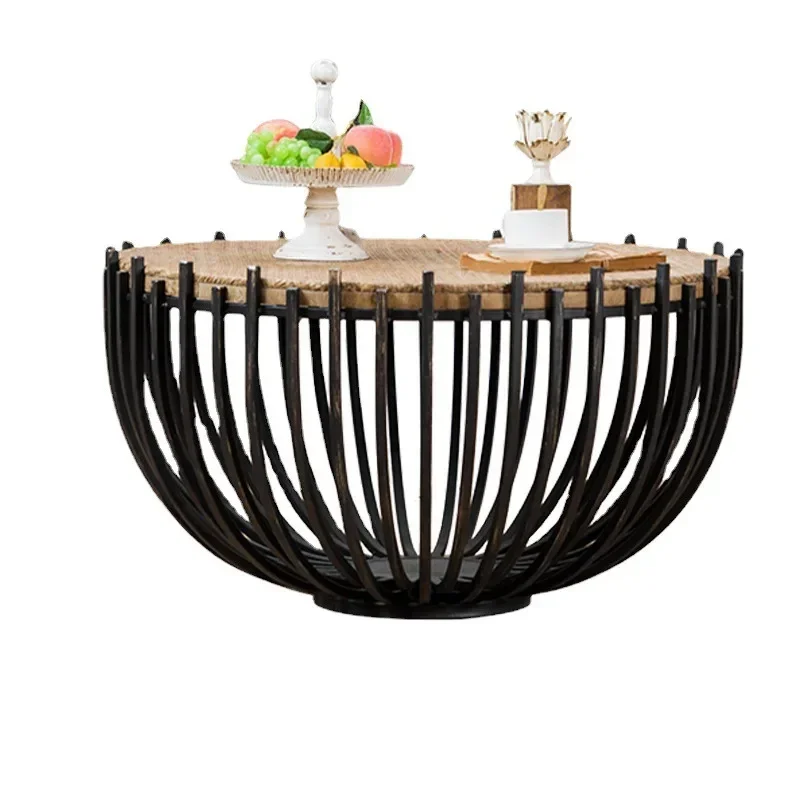 Y Tea Table Living Room Home Retro Corner Table Small Apartment round Bedroom Bedside Side Table Creative Distressed Rattan