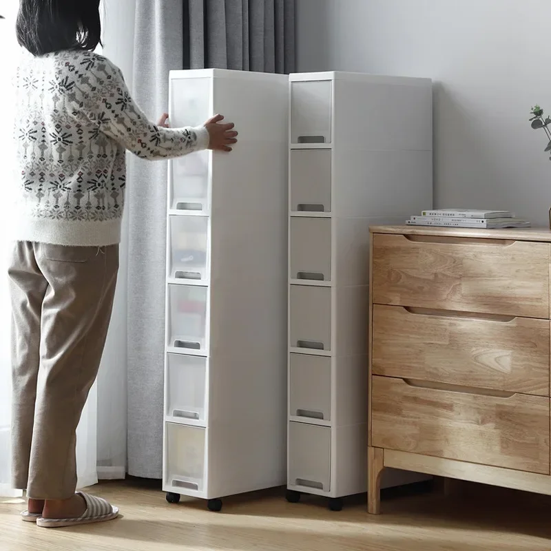 

Crevice transparent Drawer Storage Cabinet Plastic Transparent Storage Box Kitchen Toilet Crevice Shelf