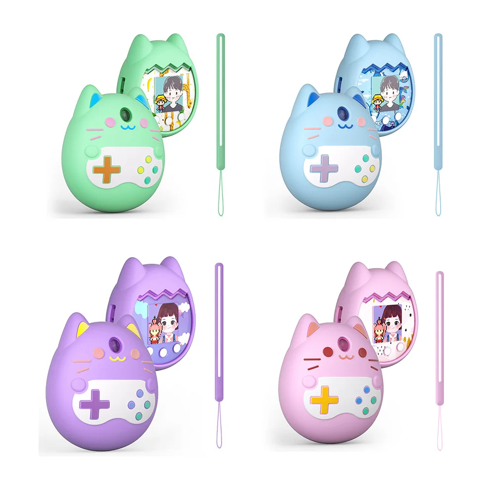 Custodia morbida in Silicone per Console di gioco per animali domestici virtuale Tamagotchi Pix custodia protettiva con cordino regali per bambini (solo guscio)