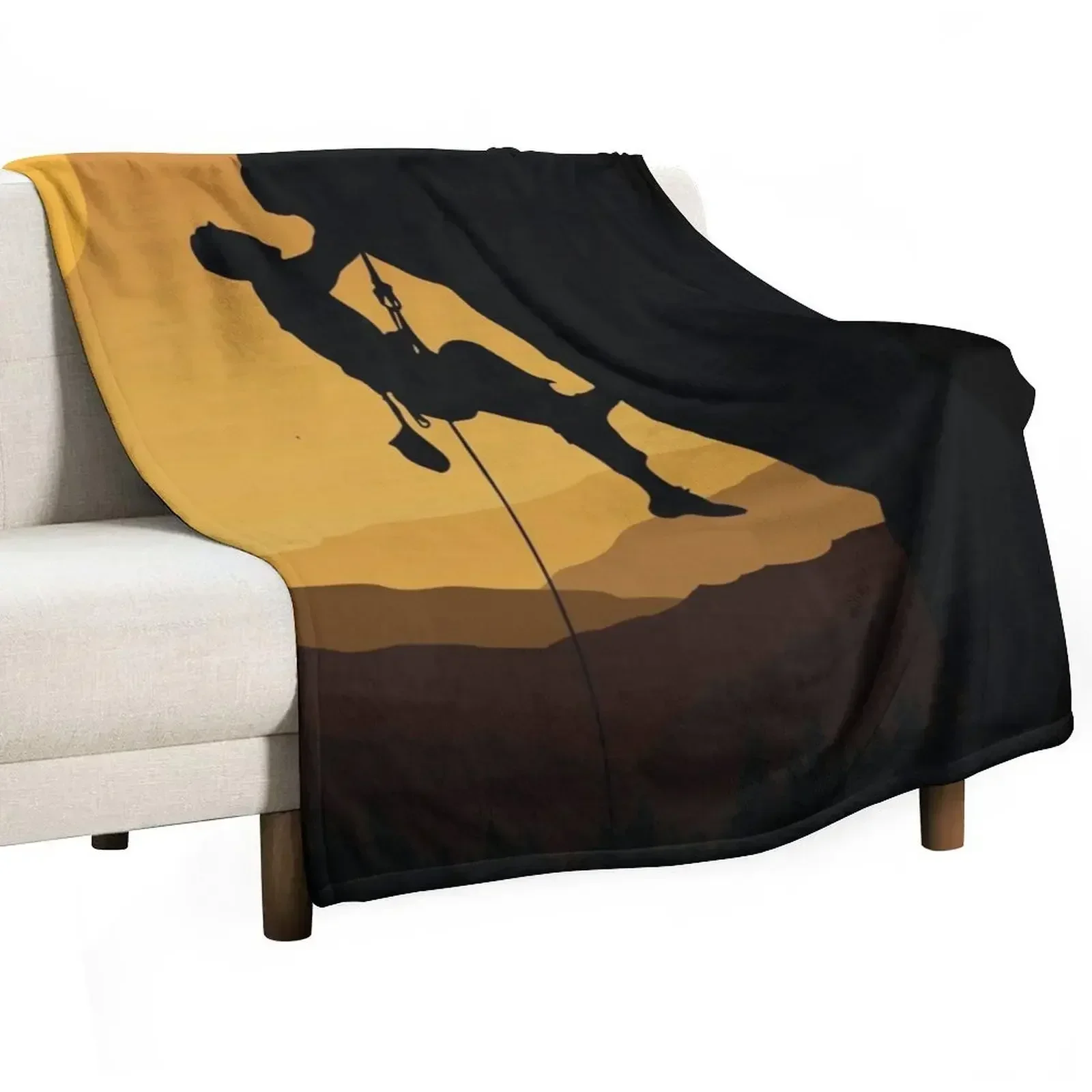 Retro Rock Climbing Bouldering 80s Mountain Rock Climber Throw Blanket Decorative Beds Multi-Purpose Luxury Blankets