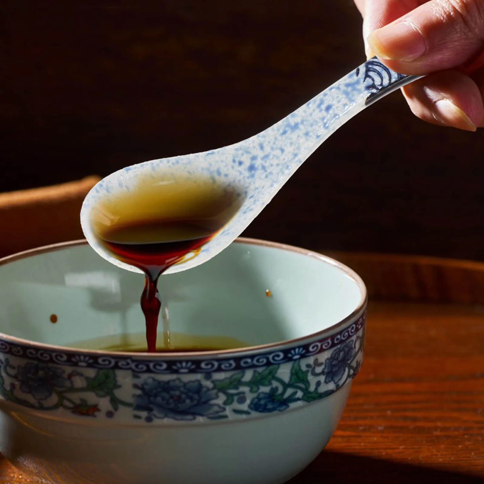 

Ceramic Spoon 2pcs Asian Soup Spoon Kitchen Utensil Retro Spoon for Dumpling Ramen Food Tableware