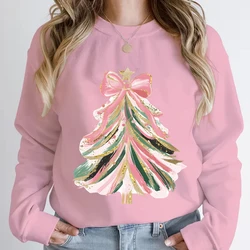 Merry Christmas Tree Sweet Style Sweatshirt Women Creative Xmas Gifts Pullover Long Sleeve O-Neck Graphic Female Festive Hoodie