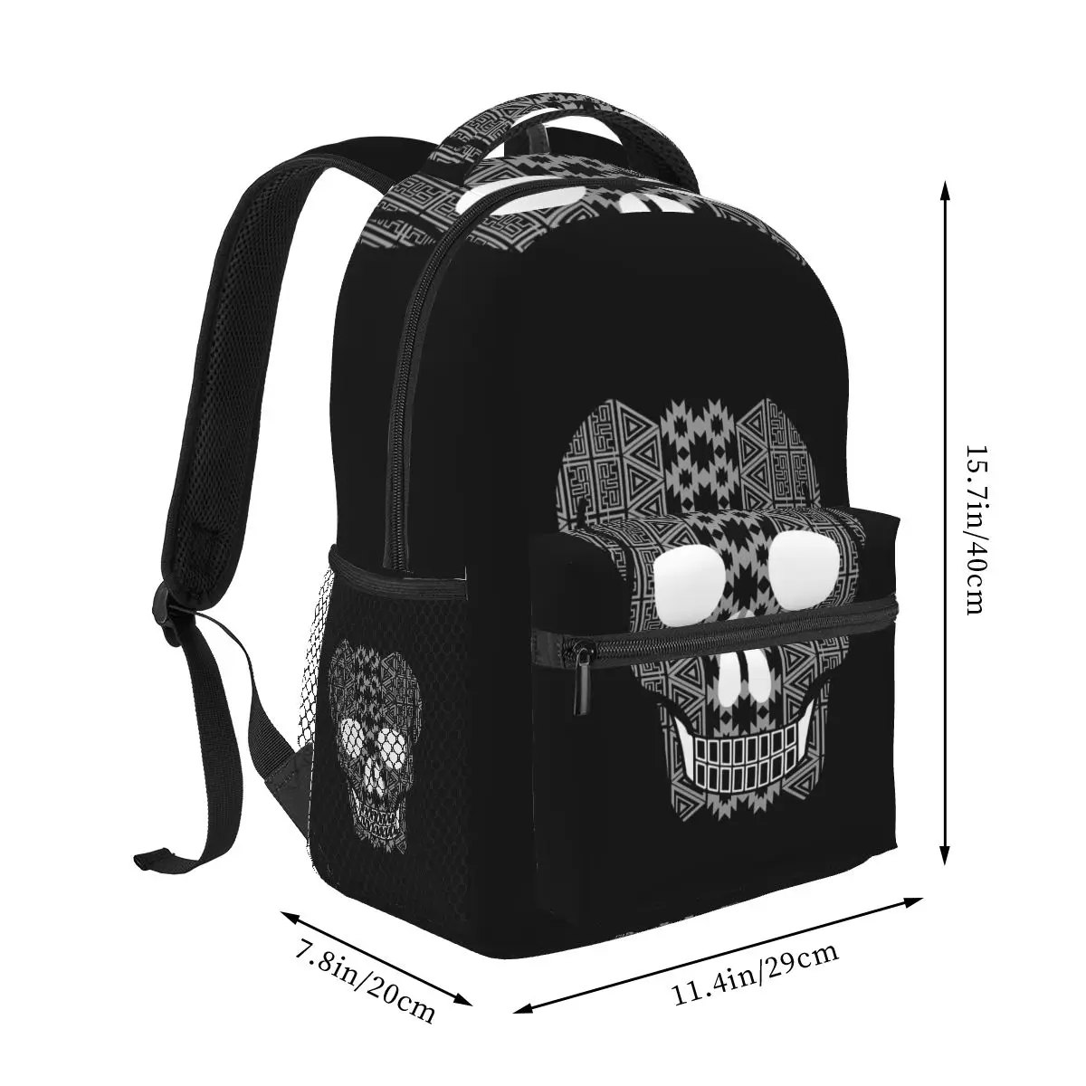 Aztec Tribal Skull Design White Backpacks Boys Girls Bookbag Students School Bags Travel Rucksack Shoulder Bag Large Capacity