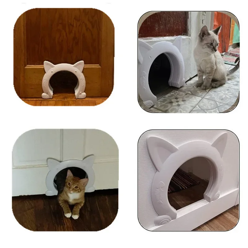 Controle de acesso porta Kit para Pet Training, brinquedo controlável para gatos e gatinhos, plástico ABS, portão pequeno, direção do furo