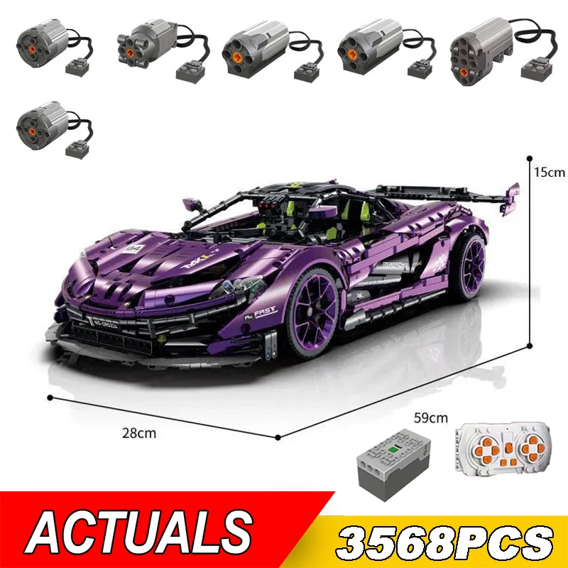3568pcs RC Technical Remote Control Sports Car Building Blocks Model MOC P1 Racing Car Bricks Desktop Decor Boys Holiday Gifts