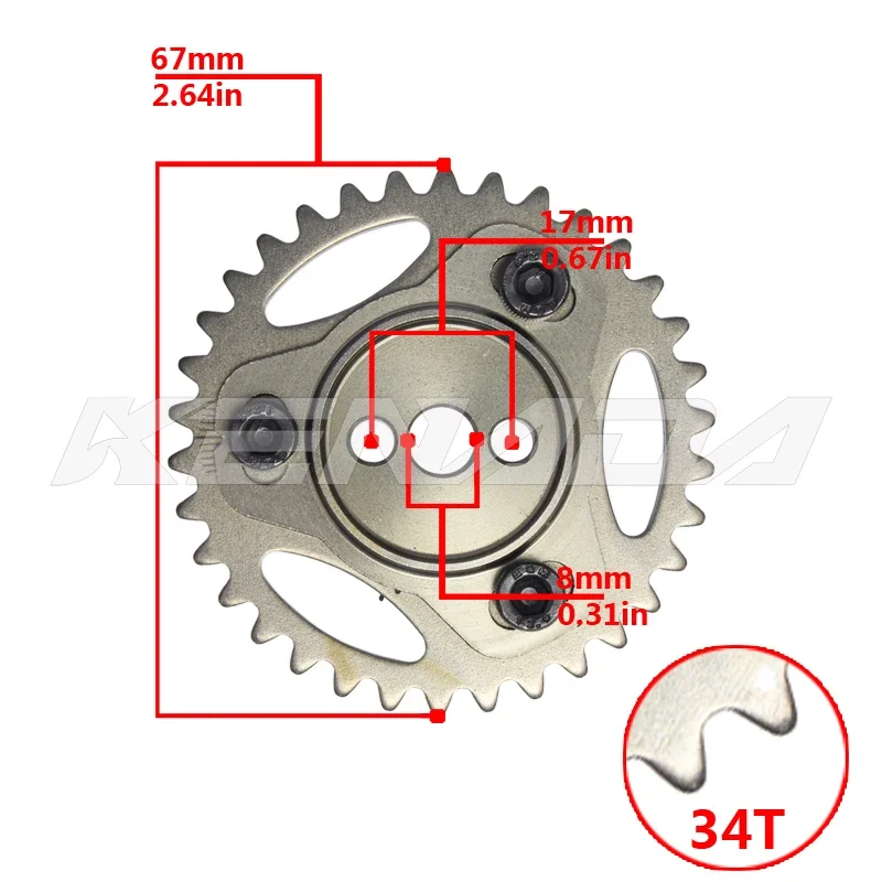 Motorcycle Timing Gear 34T For Wave 100/110/125 Dream S110 Supra X 125 Karisma Sonic Raider Satria SH Cam Sprocket