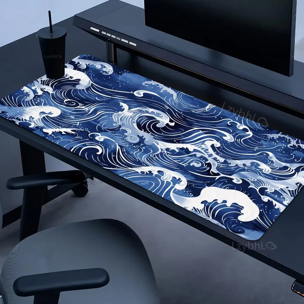 

Коврик для мыши с буксирующими волнами, большие коврики для компьютерного офиса, настольные коврики XXL, резиновые противоскользящие коврики для игровой клавиатуры, длинные настольные коврики