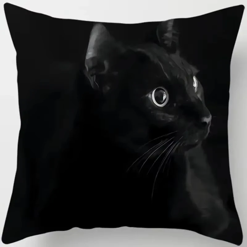 Cartoon Cat Printed Square Pillowcase Home Bedroom Car Sofa Cushion Cover
