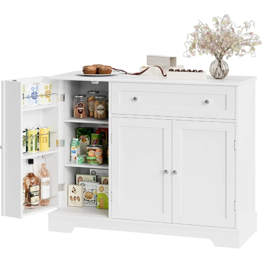 Buffet Cabinet with Storage, Modern Sideboard Buffet with Doors, Wood Coffee Bar Kitchen Storage Cabinet with Drawer