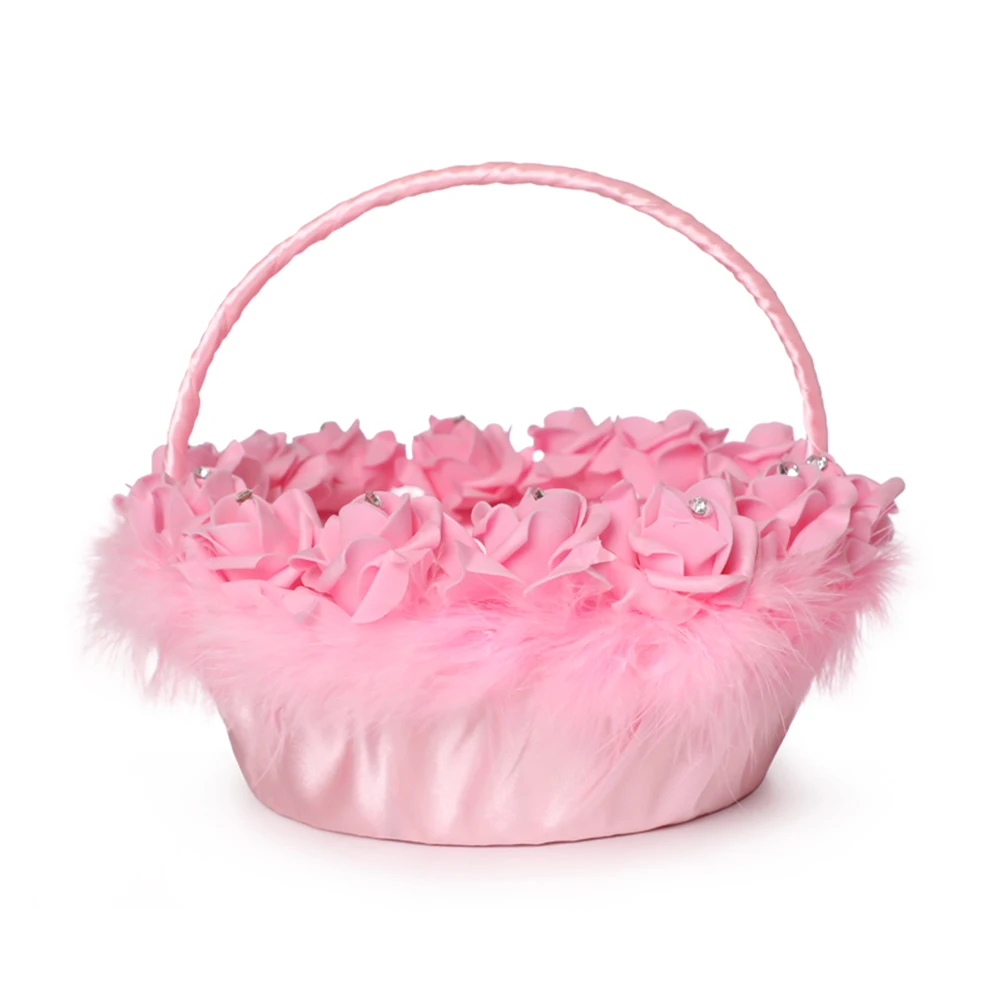 

Artificial Flower Baskets Decor Bride Petals Basket Wedding Accessories Romantic Bridal Ceremony Graduation