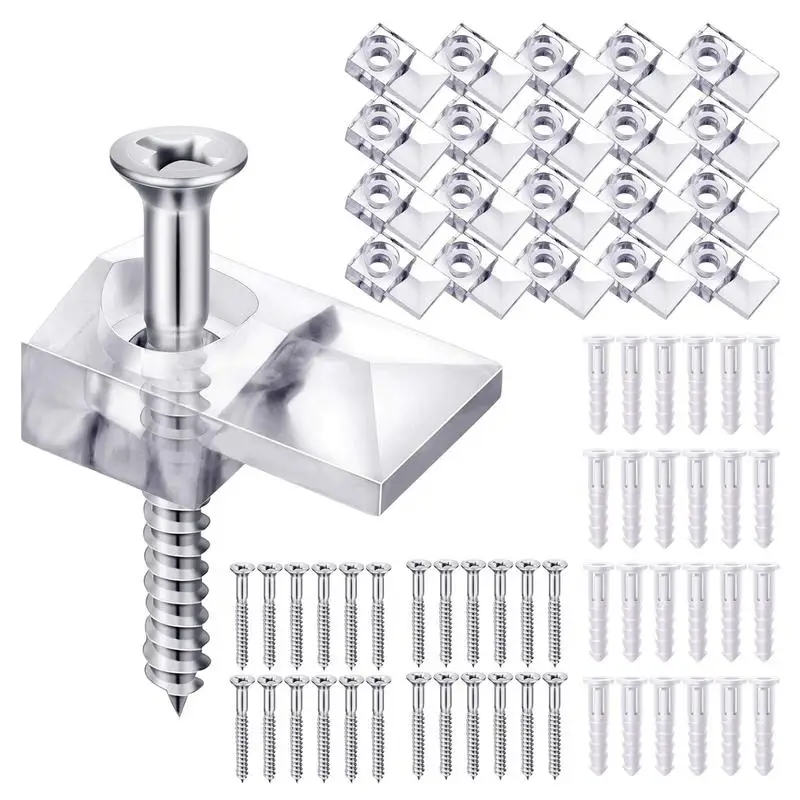 Mirror Mounting Clips Lightweight Mirror Wall Mount Clips 20 Sets Mirror Mounting Hardware Mirror Fixing Clips For Mirror