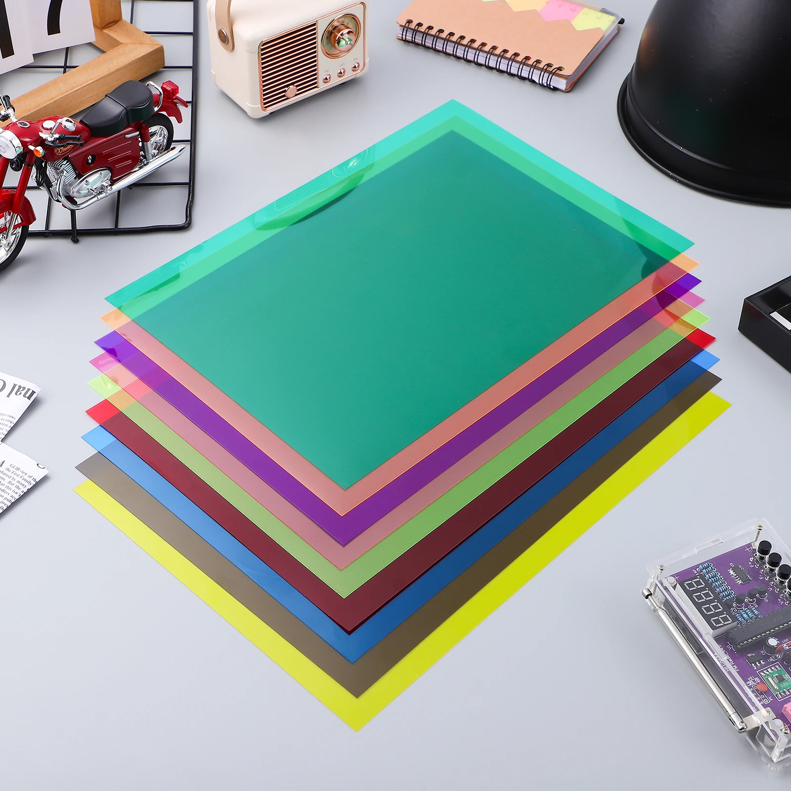 

9 Pcs Flash Color Chips Transparent Gel Filters for Strobe Lighting Correction Sheets Colored Gels Photo Studio Stage Theater
