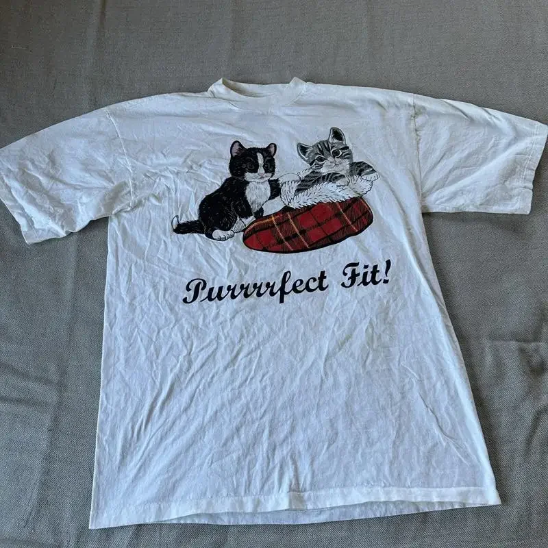 Vintage 90S Joe Boxer Girlfriend Cat Lover T Shirt Size Large White