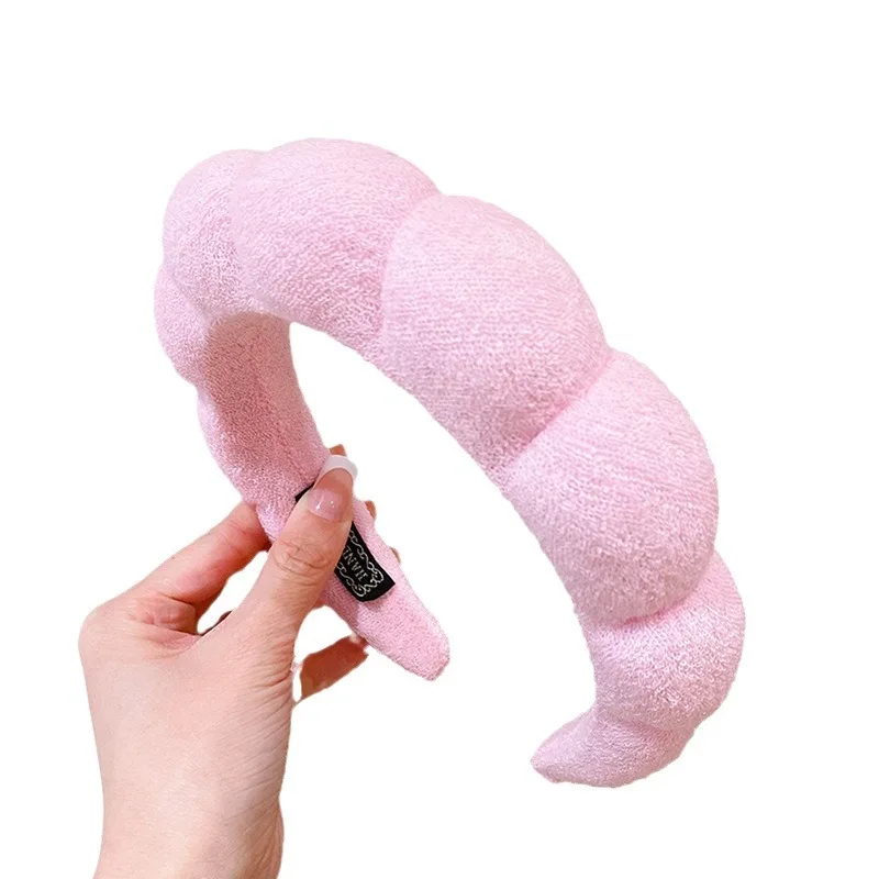 الرجعية منتفخ رباط شعر الإسفنج Headbands للنساء لون الحلوى واسعة حافة عقال فتاة الموضة غسل الوجه عقال الشعر الوصول