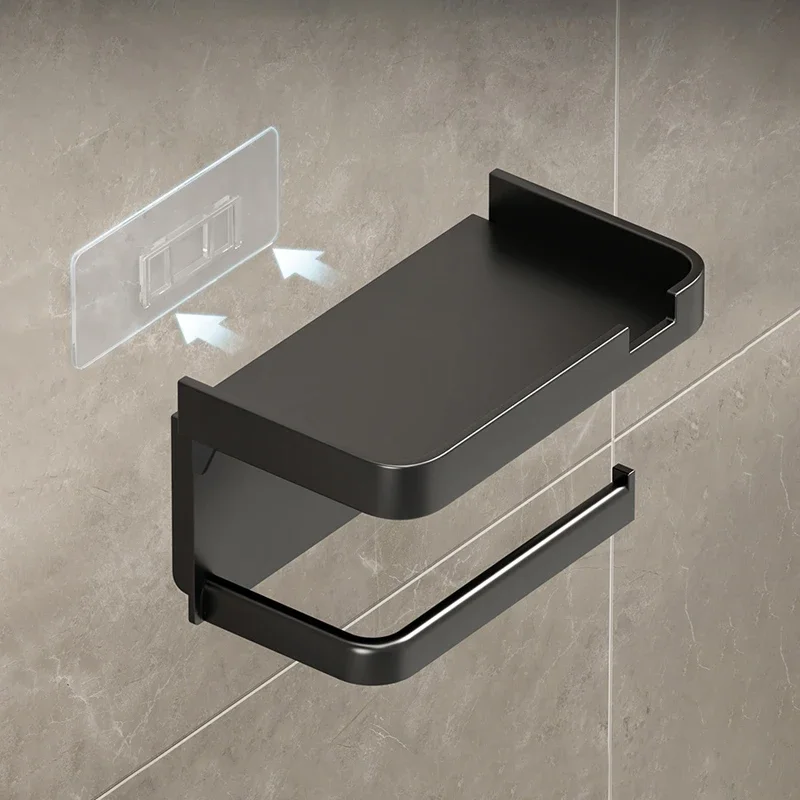 Bathroom Roll-Free Punch-Free Storage Rack for Toilet Paper Placement and Paper Tube Storage