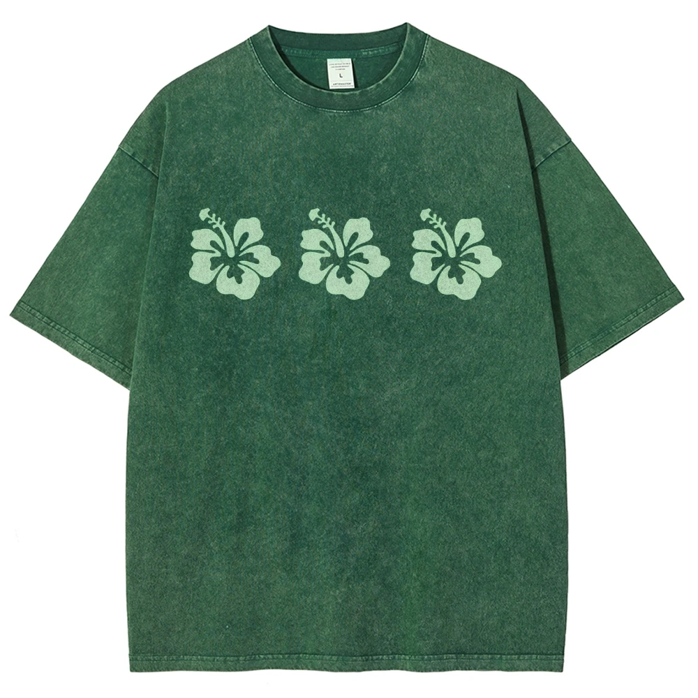 

Green Hibiscus Flower Shirt, Summer Vacation Beach Shirt, Trendy Preppy Clothes, Oversized Tee, Indie Retro,Beach Aesthetic, Y2k