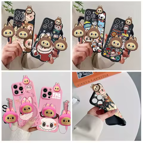 Kawaii LaBubu Monster Case With Rope For Samsung Galaxy A03 A04 A05S A10S A11 A12 A13 A14 A15 A30 A20S A21S A22 A23 A24 A25 A31