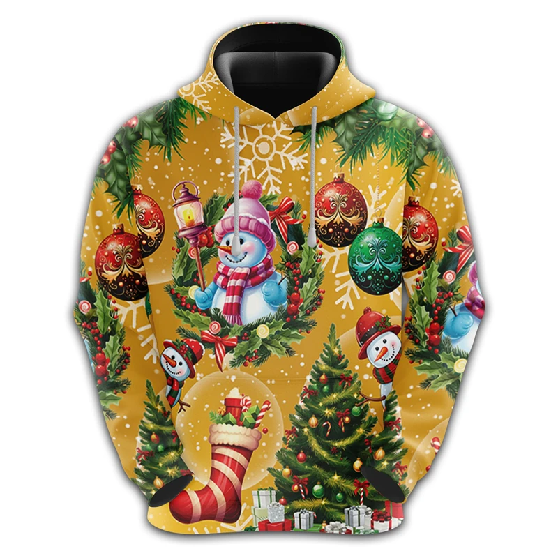 Night Christmas Snowman 3D Printed Hoodies For Men Clothes Harajuku Fashion Snow Man Sweatshirts Cartoon Design Y2k Pullovers