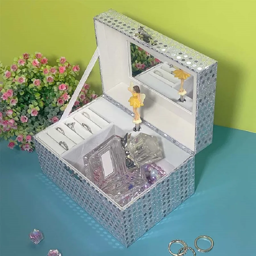 Hapinest Musical Jewelry Box for Girl with Spinning Pretty Girl Jewelry Storage Music Box Kids for Birthday Gift Specialty Paper