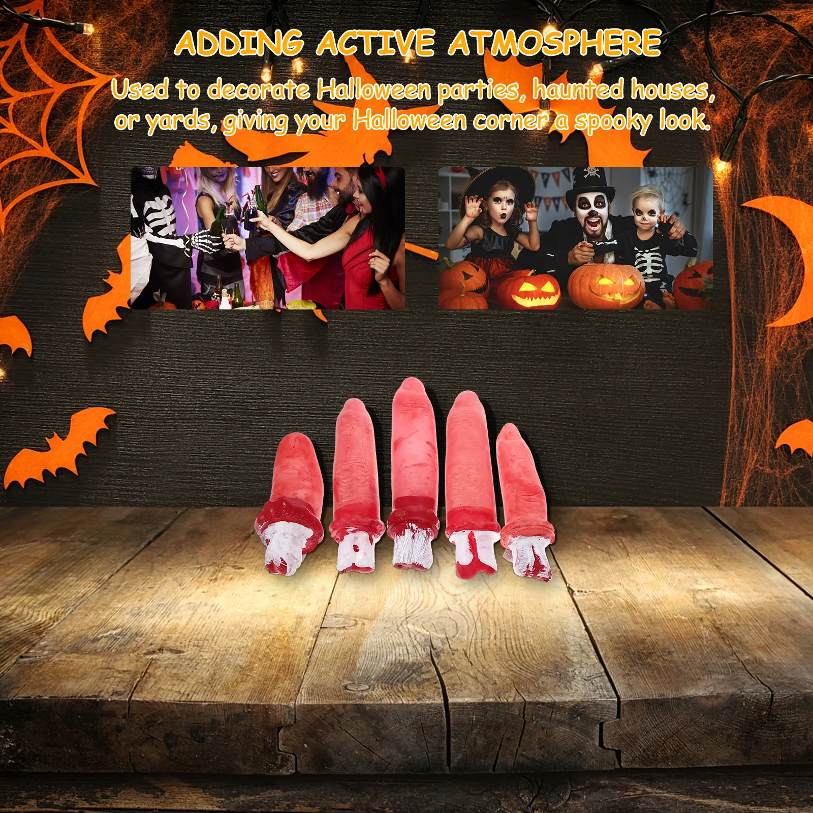 

10 шт. Хэллоуинские декорации: имитация обрубленных кровавых пальцев, реквизит для вечеринок, украшения для ужасов
