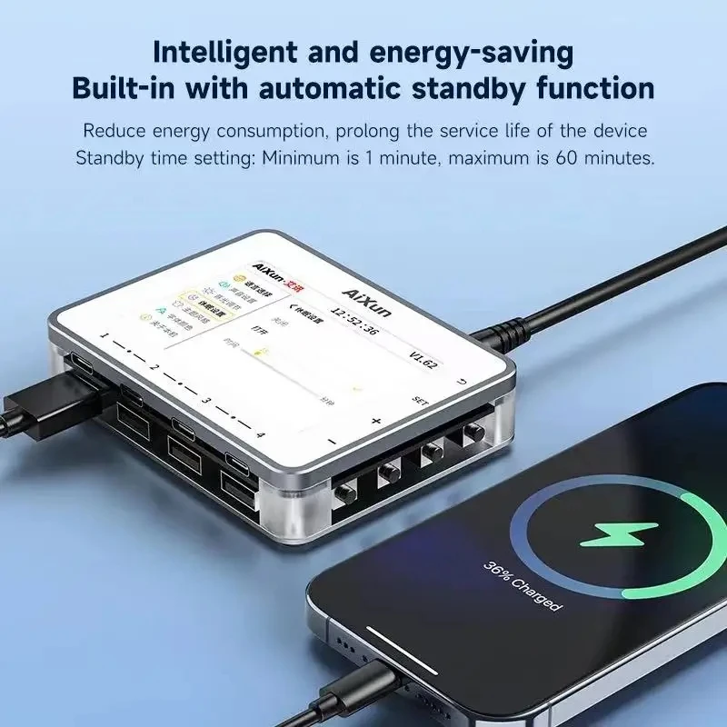 AIXUN PF26 Intelligent Smart USB Digital Display Lightning QC 3.0 For IPhone Samsung Huawei Xiaomi Tablets Fast Charging Tools