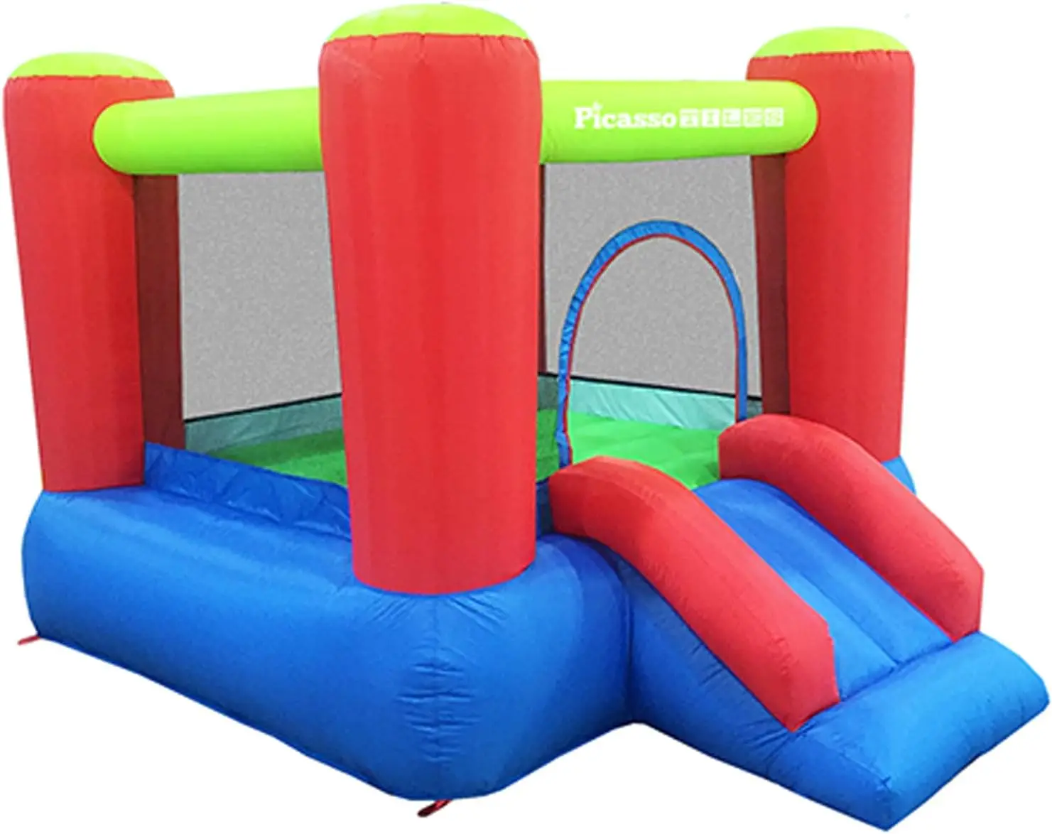 8x7 Foot Junior Inflatable Bouncer, Kid Park, Jumping Bouncing House, Jump Slide Playhouse w/ 50 Pit Balls, 3 Sides Mesh Protect