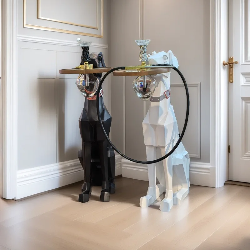 Craft resin large hookah Doberman floor ornament shis