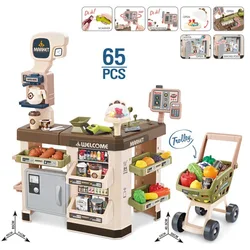 Children's Home Kitchen Spray Simulation Supermarket Shopping Cart Cashier Scanner Toy Combination Set