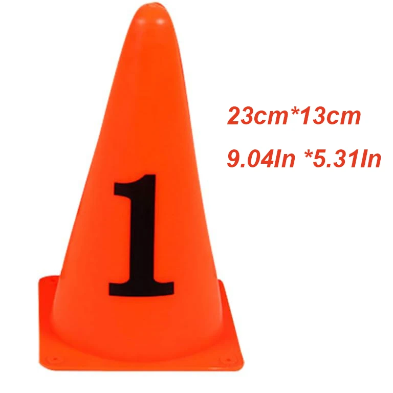 10 Pcs 9 Inch PE Numbered Cones  Football Sport Training Marker Discs for Basketball Soccer Training Outdoor Activity