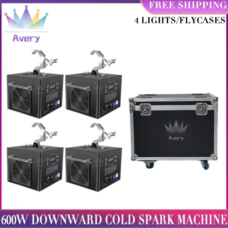 

No Tax 4 PCS600w Downward Cold Spark Machine & Firework Machine With 1 Flight Case Option Fountain Stage Spark Machine Effect