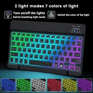Retroiliminierte Bluetooth, Tastatur und spanische Maus, Hintergrund für iOS, Android, Windows, iPad, Portugiesisch 10 Hauptverkäufe LED -Tastatur - №6