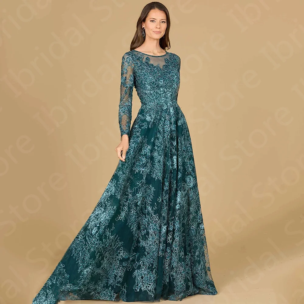 

Vintage Dark Teal Mother Gowns for Wedding Women 2024 Lace Mother of the Groom Dress Long Sleeves Wedding Party Dresses Pink