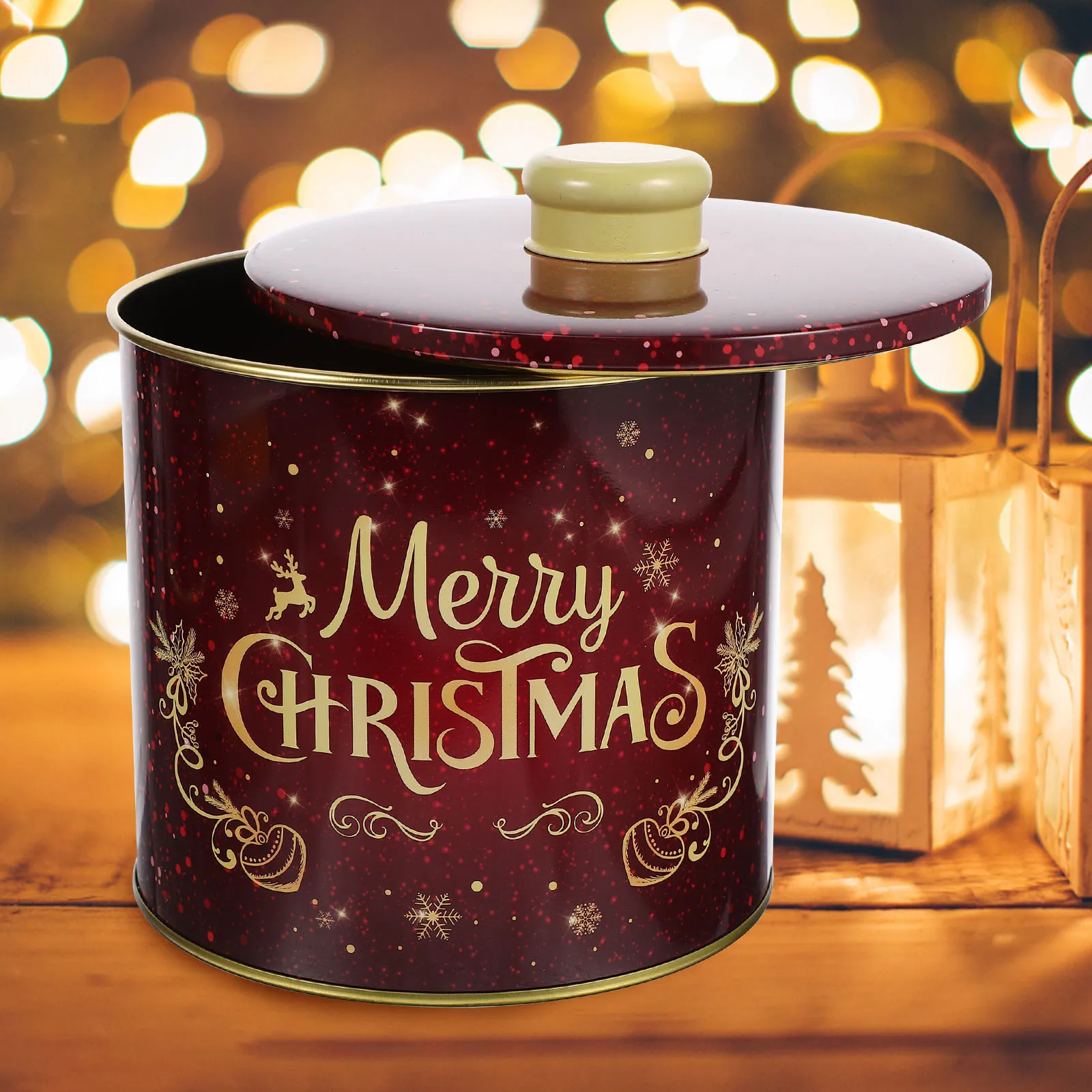 

2Pcs Christmas Tinplate Candy Container Cartoon Storage Jar Candy Case Gift Packaging Xmas Tinplate Jar Empty Tin Box