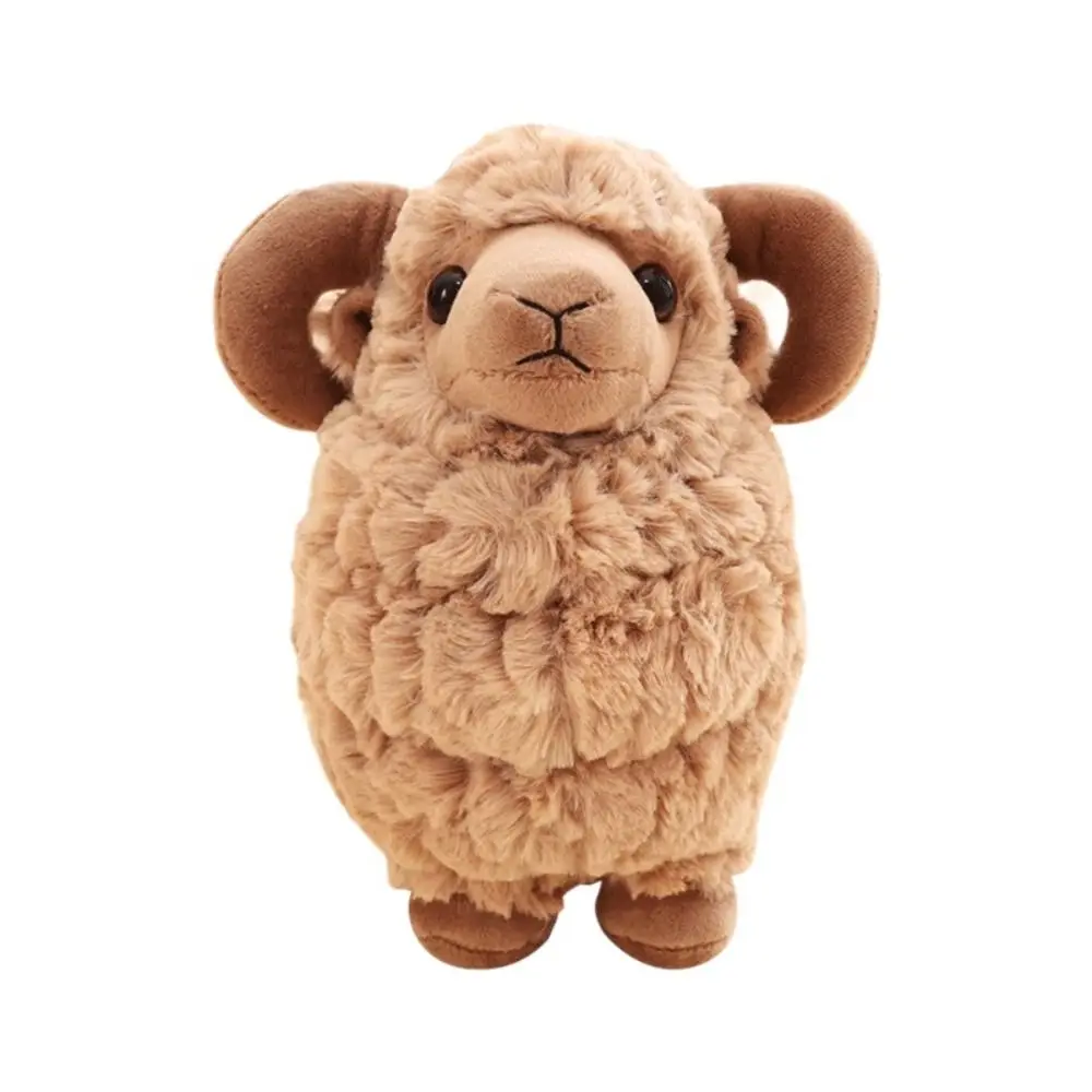 Peluche de oveja de juguete con cuernos grandes para bebé, muñeco de peluche de cabra de 25/35cm, juguetes de peluche de oveja de algodón PP, llavero de cabra esponjoso para bebé
