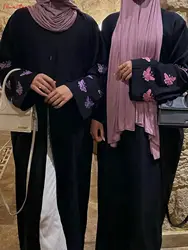 Fashion Butterfly Embroidery Kimono Oversized Muslim Robe Abaya Female Full Length Muslim Outerwear Worship Service Abaya wy1952