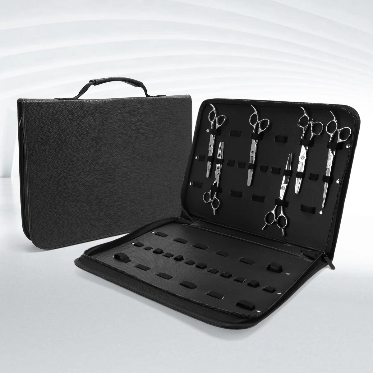 Barber Scissors Storage Case 24 Grids Salon PU Leather Pouch Haircut Shears Holdster Bag Portable Hairdressing Storage Box