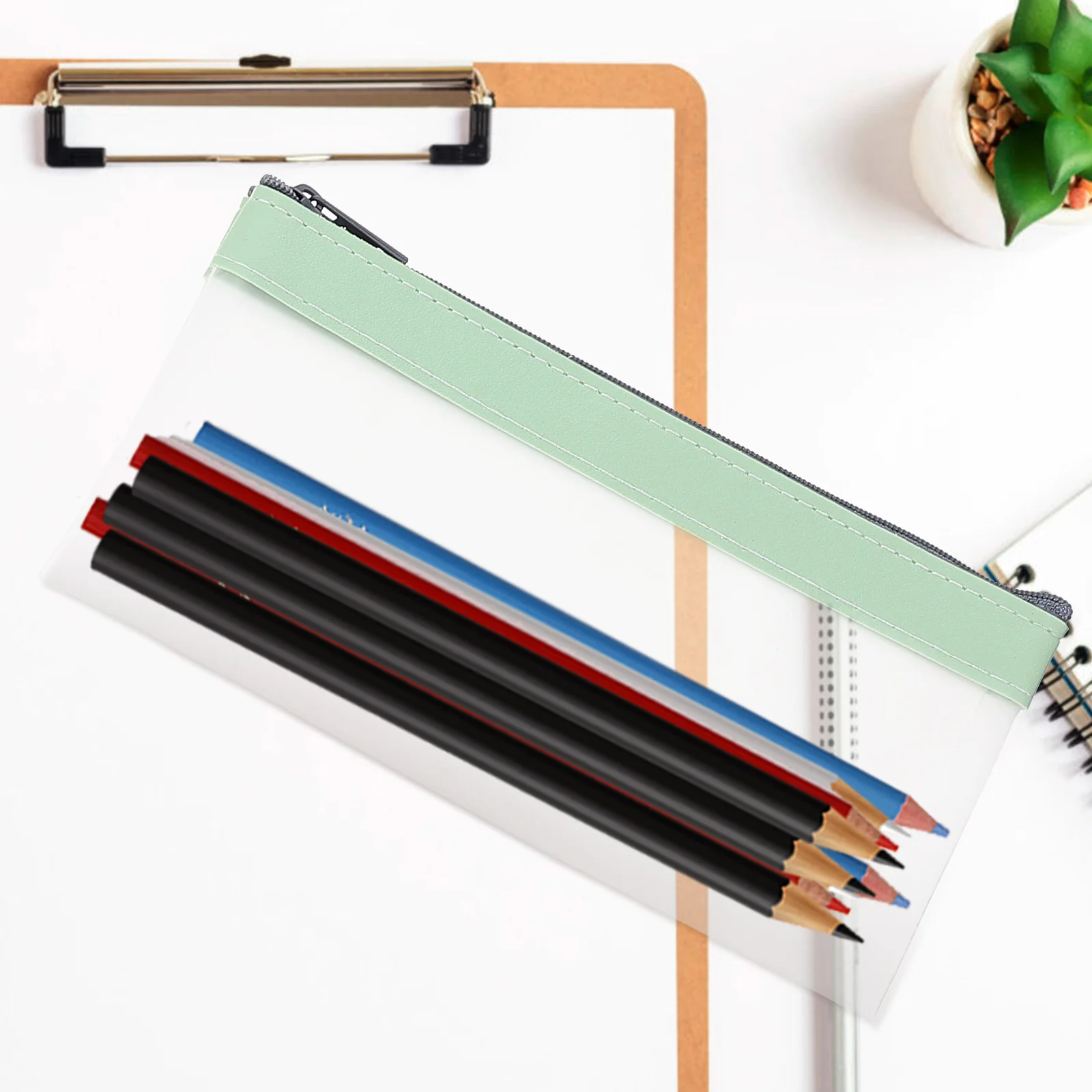 

4Pcs Clear Pencil Pouch Large Capacity Portable Lightweight Pen Case Creative Design School Supplies Organizer Students Pen