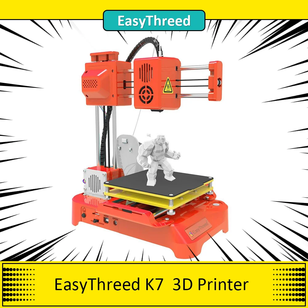 EasyThreed K7 3D Printer, 12V 30W Power 10-40mm/s Print Speed, 100x100x100mm Size, for DIY Kids Education Easy to Operate