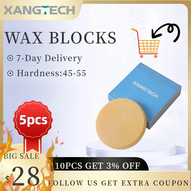

5Pcs Wax Dics Dental Lab Dental Blocks for CAD CAM Denture Materials Wax Block