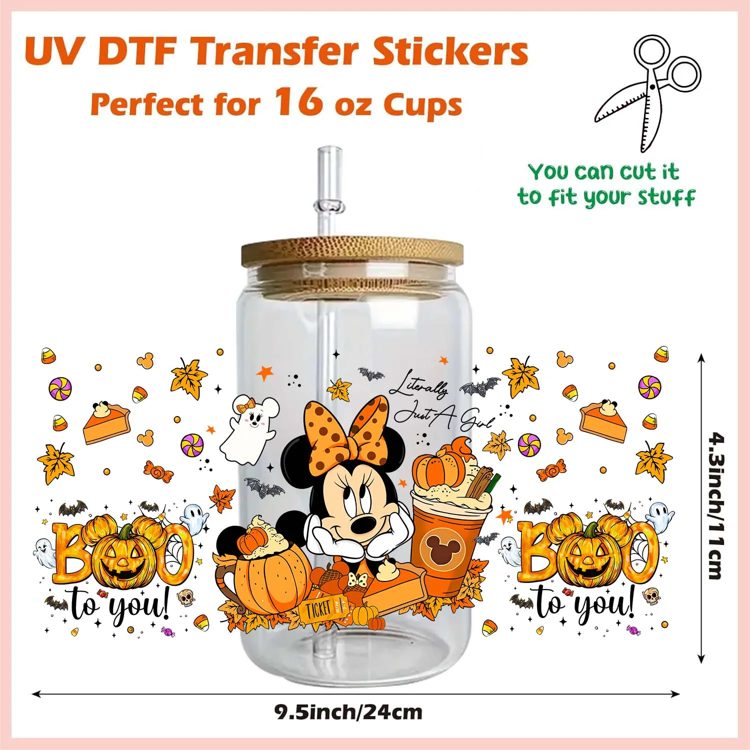 Halloween Spooky Season Theme Uvdtf Sticker waterproof DIY Decals 3D transfers uvdtf tumbler stickers 16oz uv dtf cup wraps