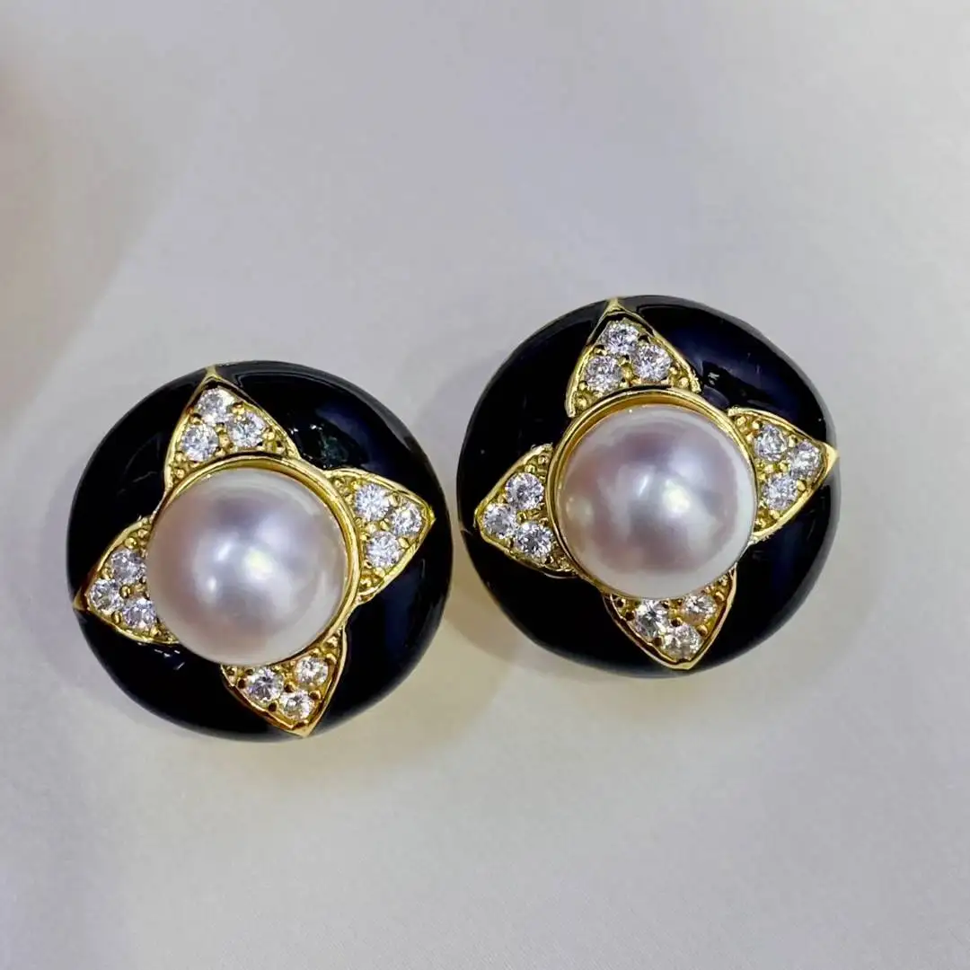 Wholesale 925 Sterling Silver Earrings Cip Mount Findings Settings Base Mounting Parts Accessory for 7-8mm Pearls 5 pairs/lot