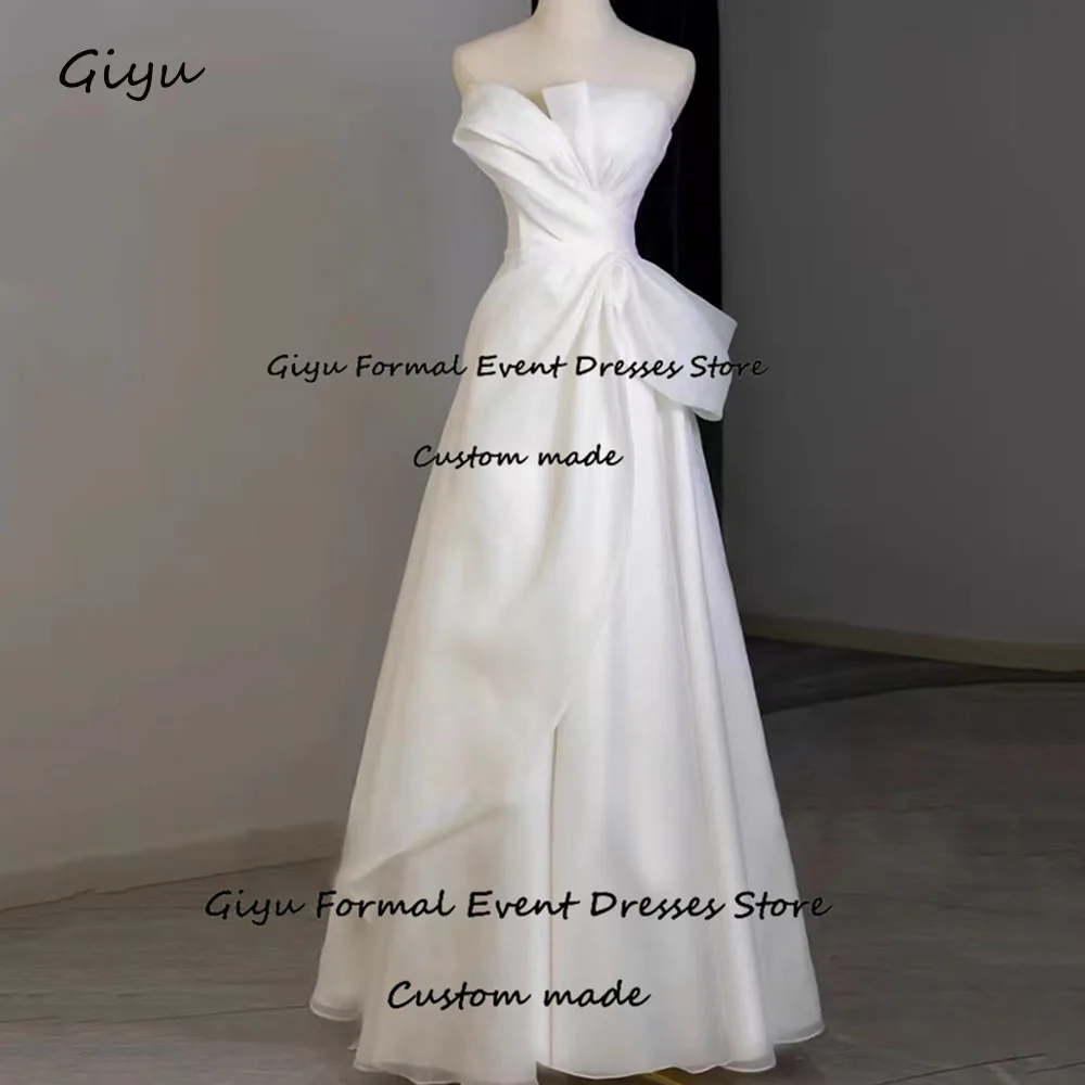 

Giyu Fairy A-line Korea Wedding Dress Photo Shoot Strapless Floor-Length Pleat Vestidos Novias Boda 웨딩드레스 Bridal Gown