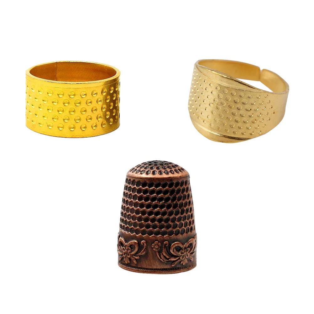 

3Pcs High-Quality Alloy Thimble Ring Easy to Use Flexible Fingertip Protector for Hand Sewing Canvas Repair
