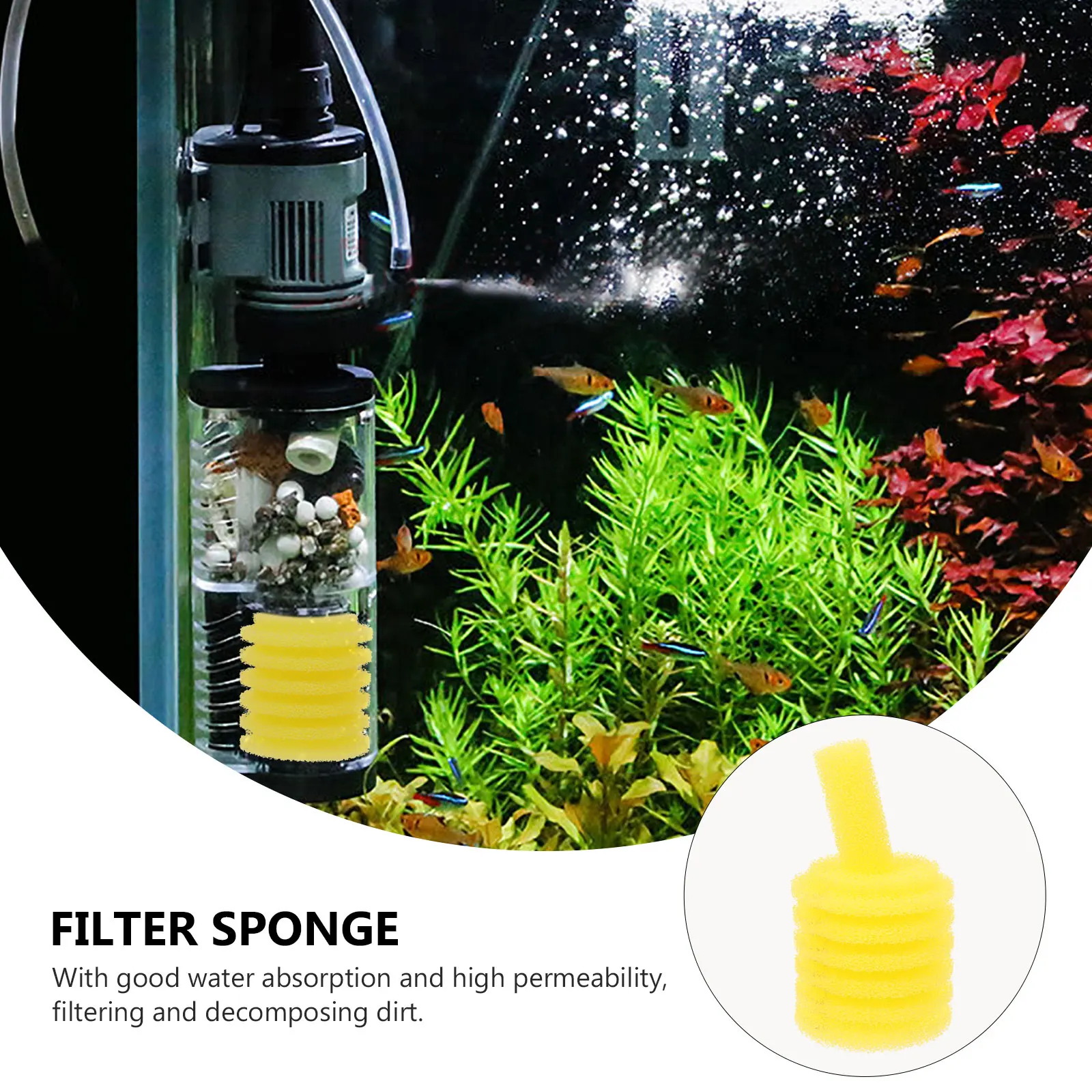

5pcs Replaceable Filter Sponge For Aquarium Professional Tank Sponge High Water Penetration Filtering Decomposing Dirt