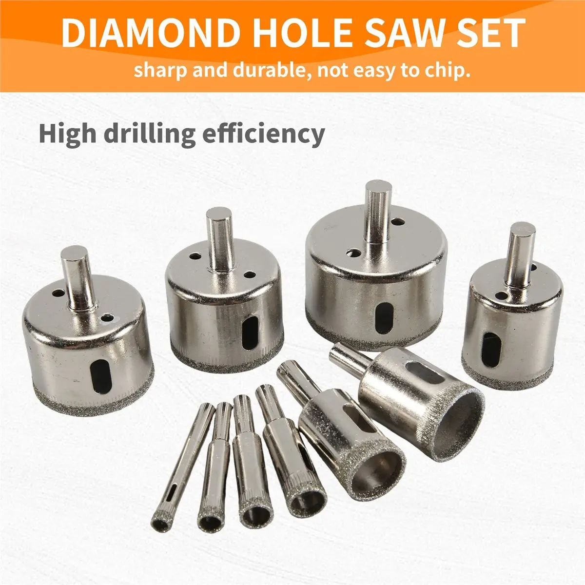 A38M Diamond Drill Bits Set 10PC Diamond Hole Saw Set Glass Drill Bit for Ceramic Tile Porcelain Marble Granite Stone Bottles