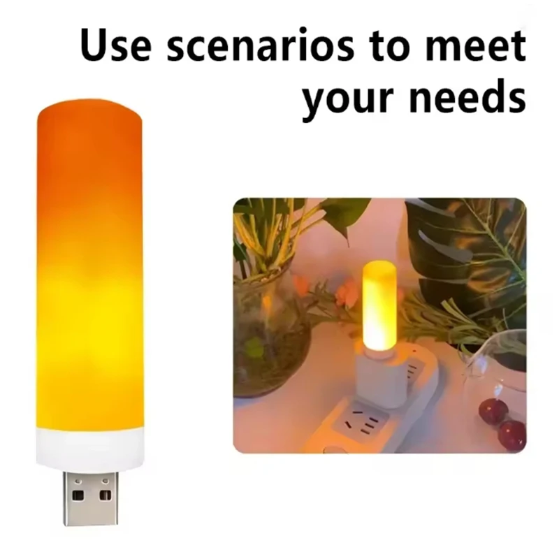 

USB 5V LED Simulated Flame Light Dynamic Candle Effect Atmosphere Light for Power Bank Camping Portable Flame Atmosphere Lamp